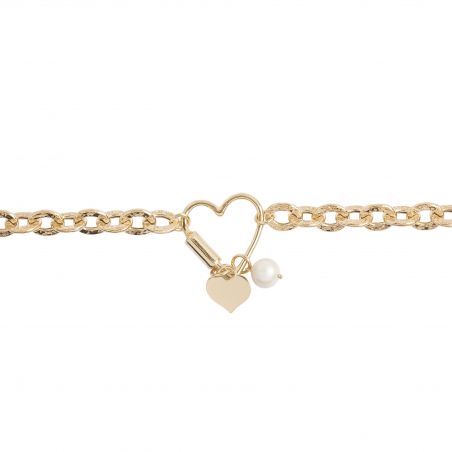 Bracelet coeur avec mousqueton, coeur et perle - Bracelet femme