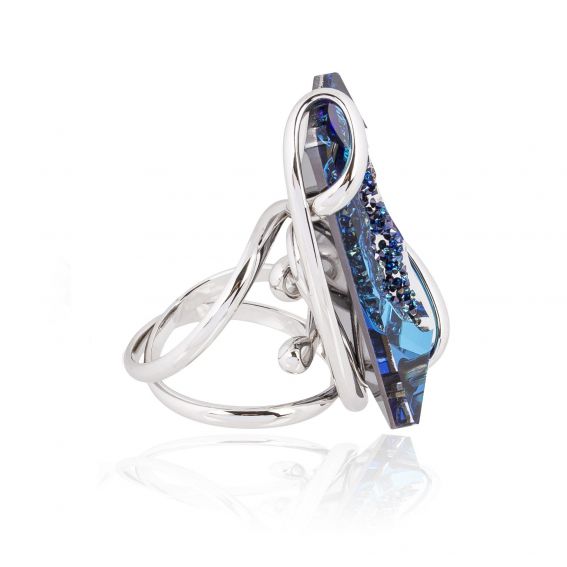 Andrea Marazzini - Bague cristal SwarovskiBig Moondust Bermuda Blue