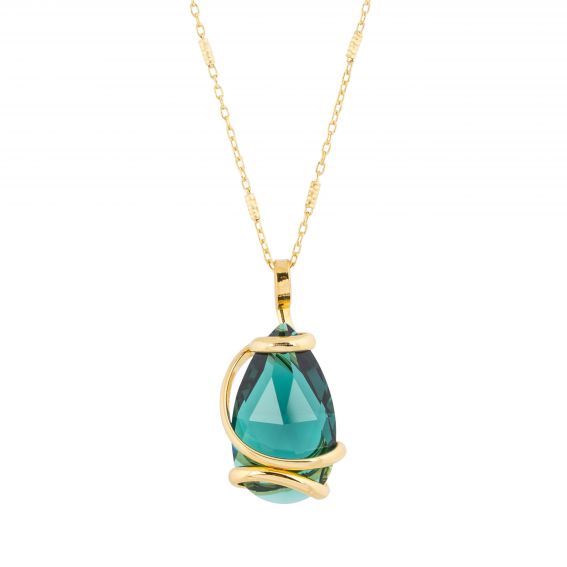 oval Swarovski mint crystal necklace