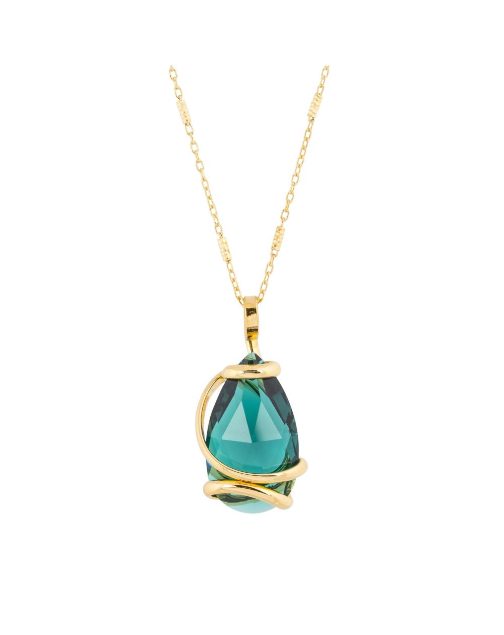 oval Swarovski mint crystal necklace