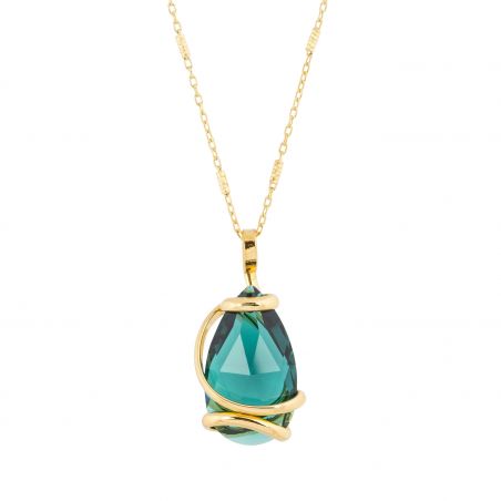 oval Swarovski mint crystal necklace