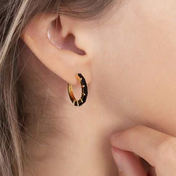 Boucles d'oreilles Mirage Hoops - 12 Onyx - Bijoux en argent
