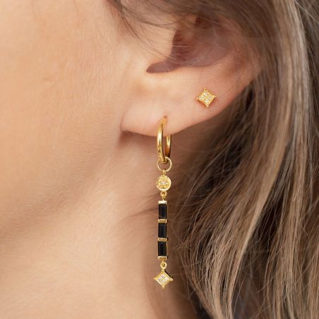 Boucles d'oreilles Mystery (1 unité) - 5 diamants - Bijoux en argent
