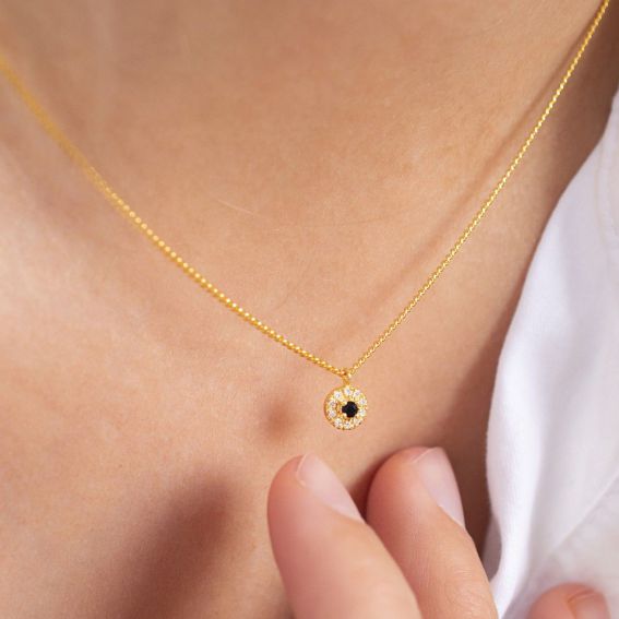 Collier Black Halo - 10 diamants - Bijoux en argent avec diamants