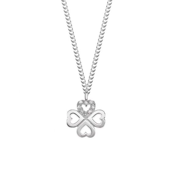 Collier trèfle Diamanti Per Tutti - 8 diamants  - Bijoux en argent avec diamants