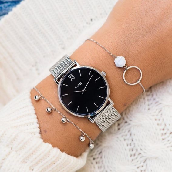 CLUSE horloge - Triomphe Steel White Pearl, zilverkleurig