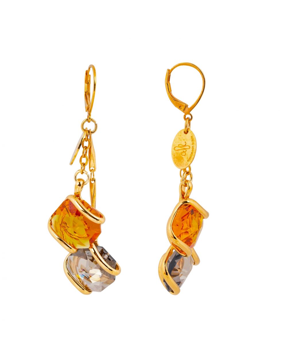 Boucles d'oreille Andrea Marazzini - Boucles d'oreilles Octagon Topaz Fume Double