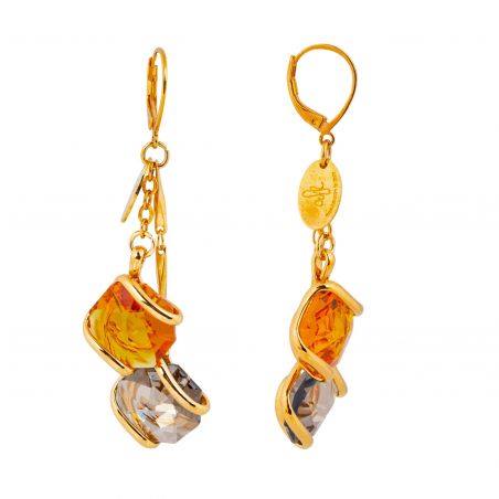 Boucles d'oreille Andrea Marazzini - Boucles d'oreilles Octagon Topaz Fume Double