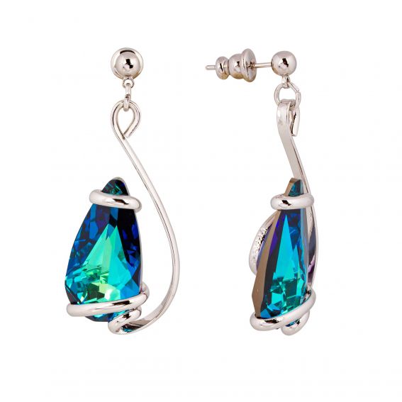 Swarovski blauwe kristallen oorbellen