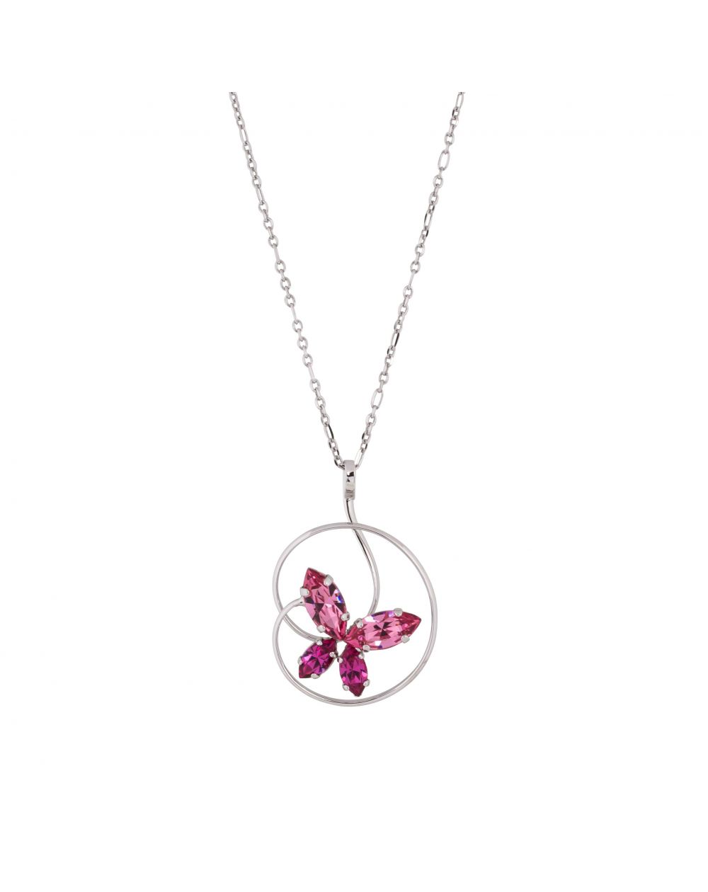 Collier Andrea Marazzini, pierre Swarovski Navette Fuchsia Papillon