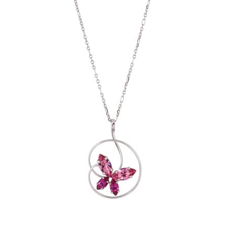 Collier Andrea Marazzini, pierre Swarovski Navette Fuchsia Papillon