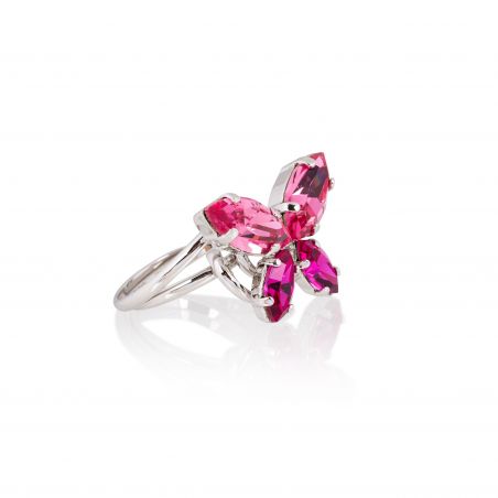 Andrea Marazzini - Bague Cristal Swarovski Navette Fuchsia Papillon