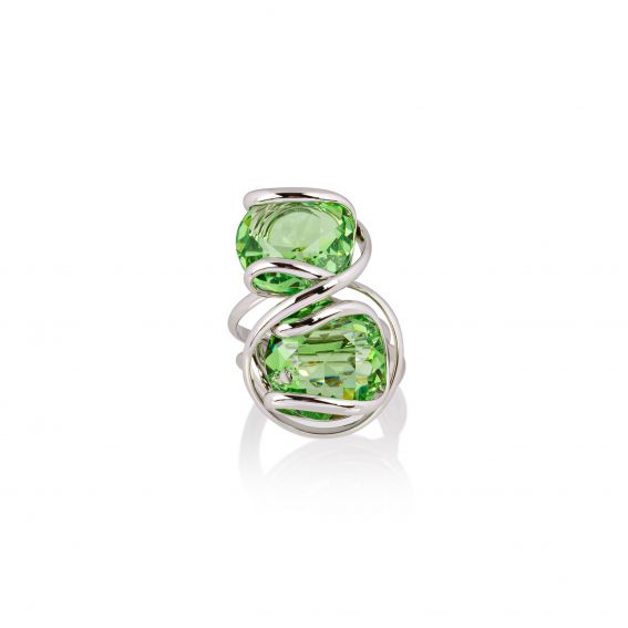 Andrea Marazzini - Bague Cristal Swarovski Cherry Peridot Double