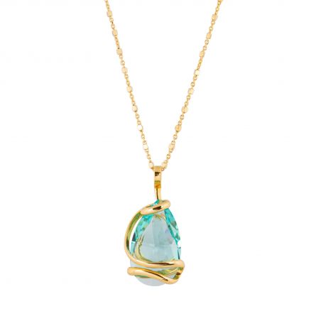 oval Swarovski mint crystal necklace