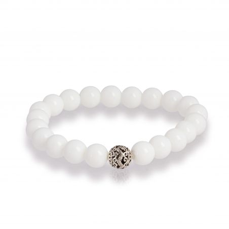 Bracelet Göshö [Honnêteté] Jade blanc/crème - Pierres naturelles