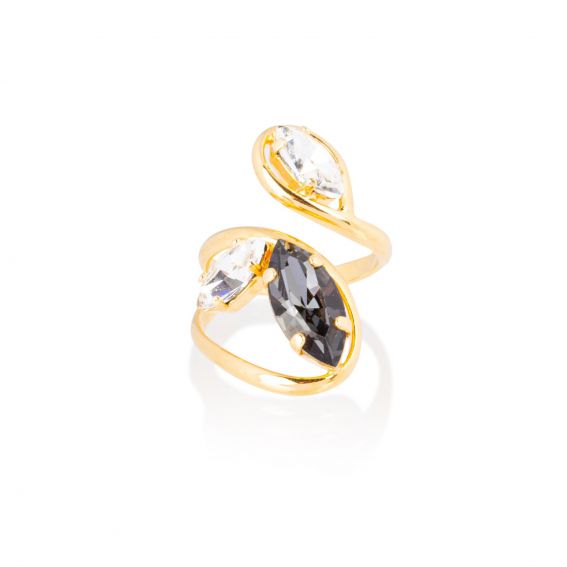 Andrea Marazzini - Bague cristal Swarovski Navette F62 New Black