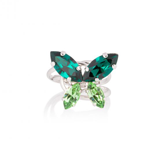 Andrea Marazzini - Bague cristal Swarovski Navette Emerald Papillon