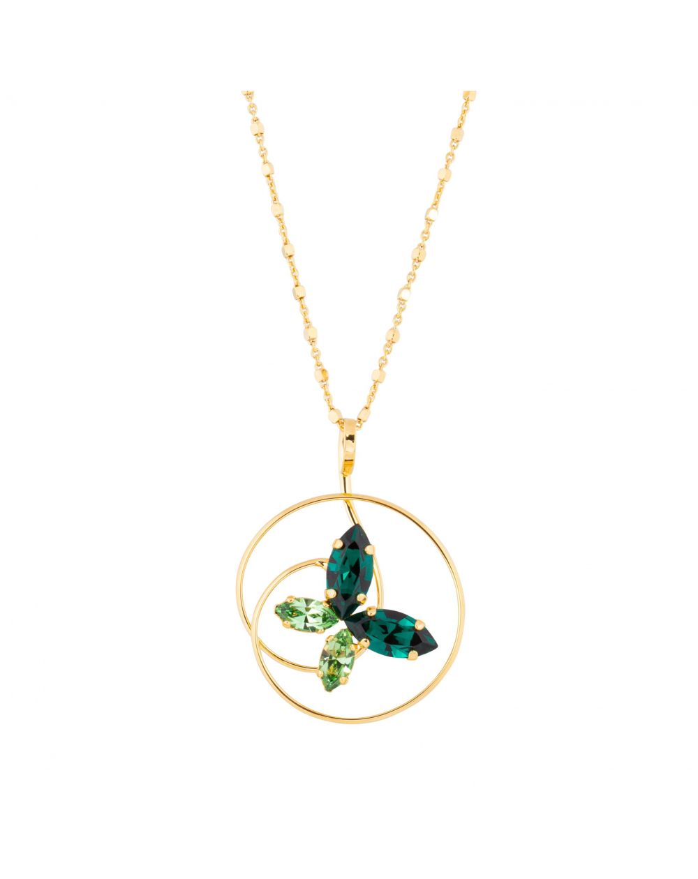 Collier Andrea Marazzini, pierre Swarovski Navette Emerald Papillon