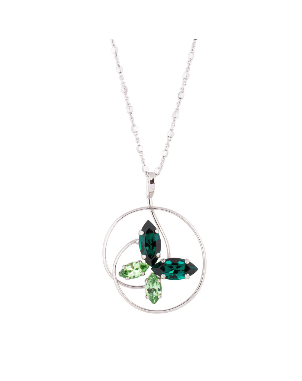 Collier Andrea Marazzini, pierre Swarovski Navette Emerald Papillon