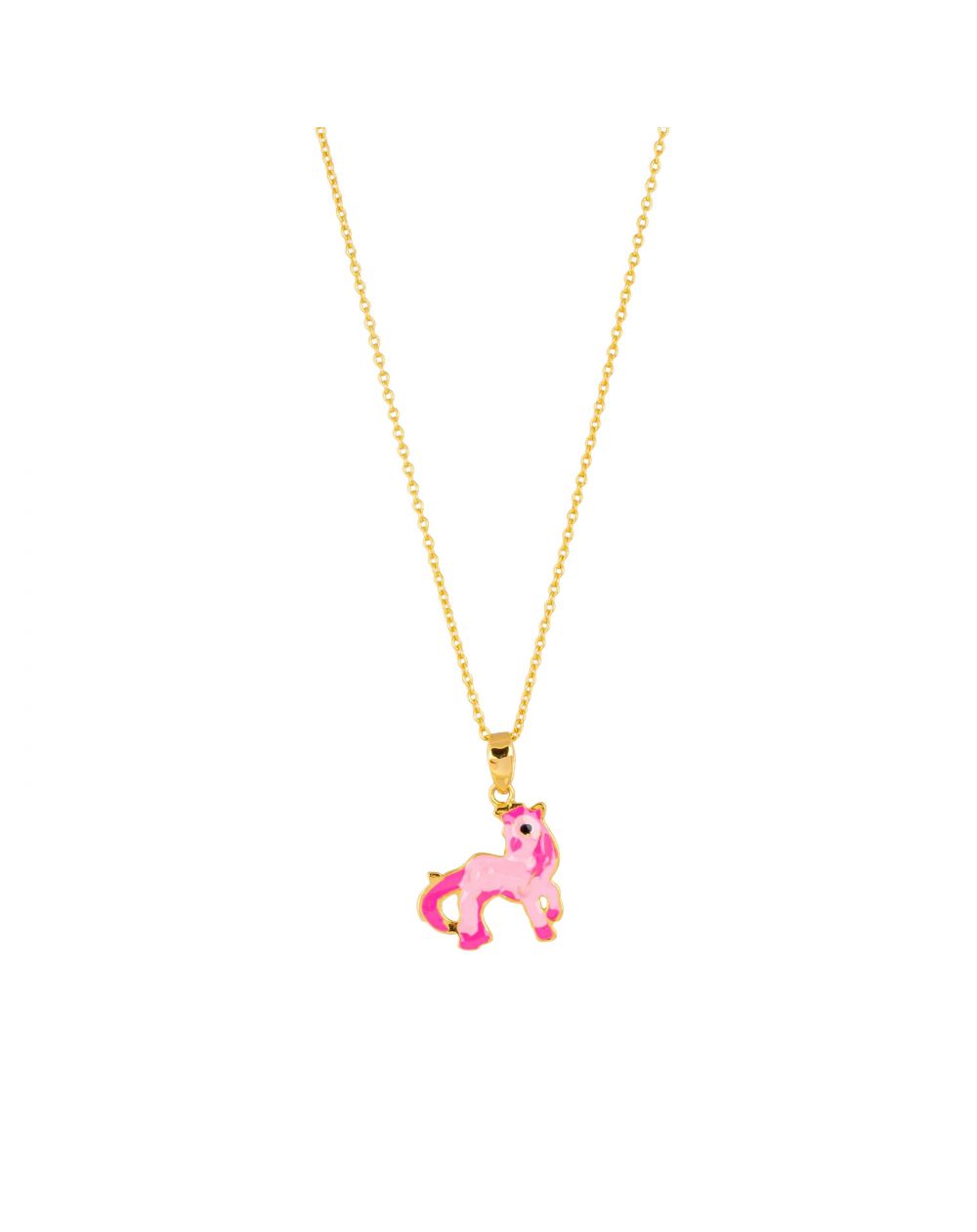 Collier licorne rose - Bijoux argent plaqué or - Femme/enfant