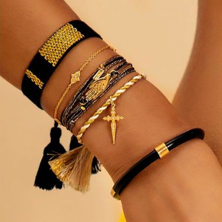 Bracelet MYA BAY - Kilim Doré/Noir - BR-191 - Bijoux Mya Bay