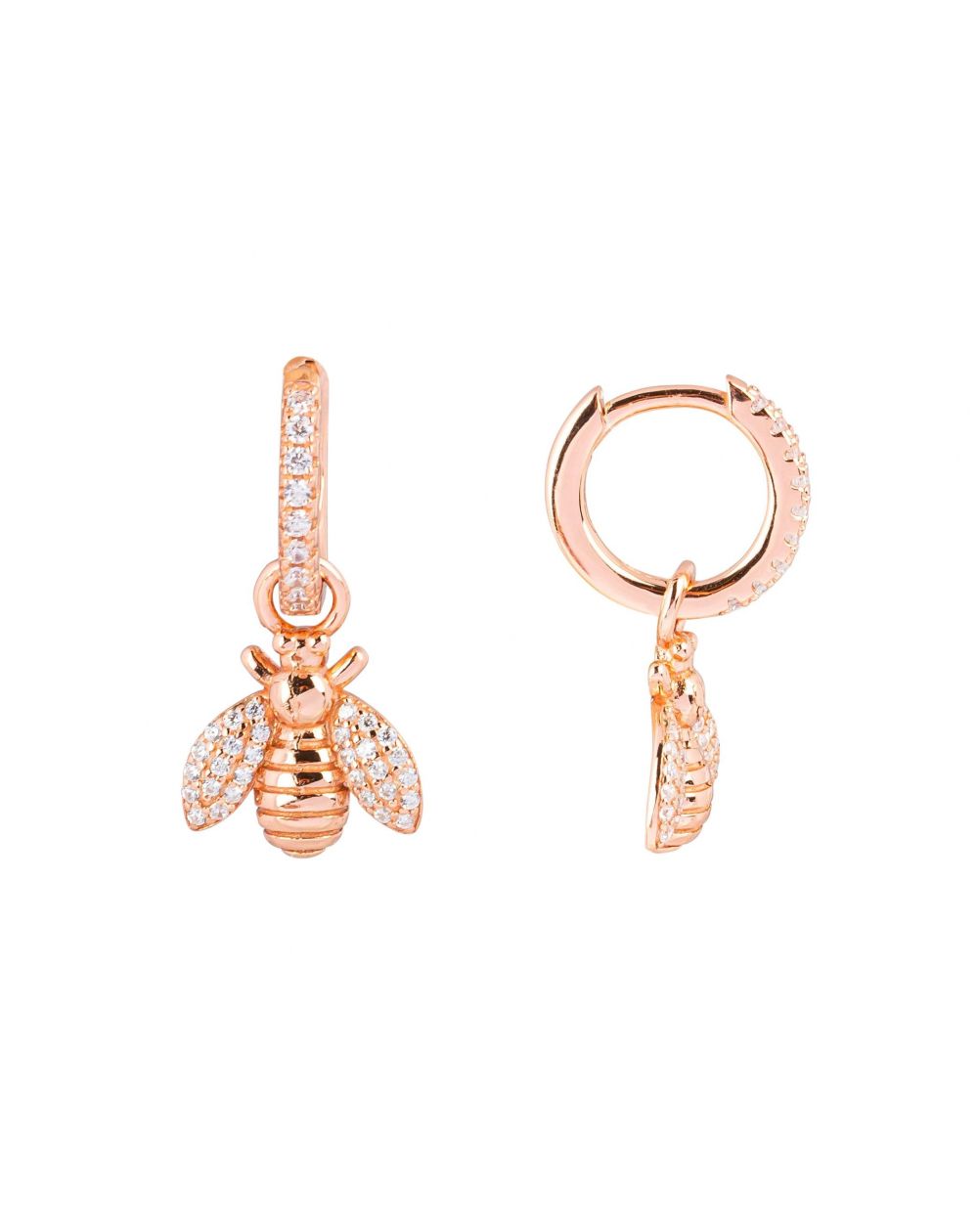Boucles d'oreilles rosées abeille avec pierres - Bijoux en argent 925