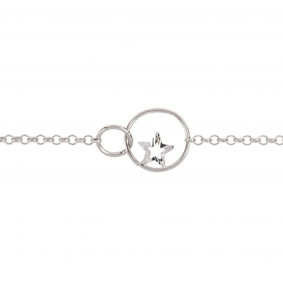 Bracelet double anneau et étoile - Bracelet femme en argent 925