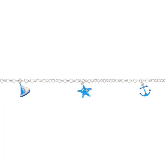 Bracelet enfant bateau, ancre, étoile de mers - Bracelet en argent 925