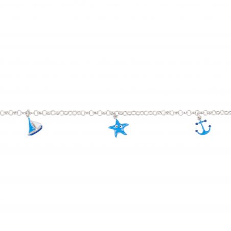Bracelet enfant bateau, ancre, étoile de mers - Bracelet en argent 925