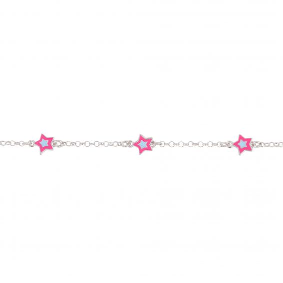 Bracelet enfant 3 étoiles rose/bleu - Bracelet en argent 925