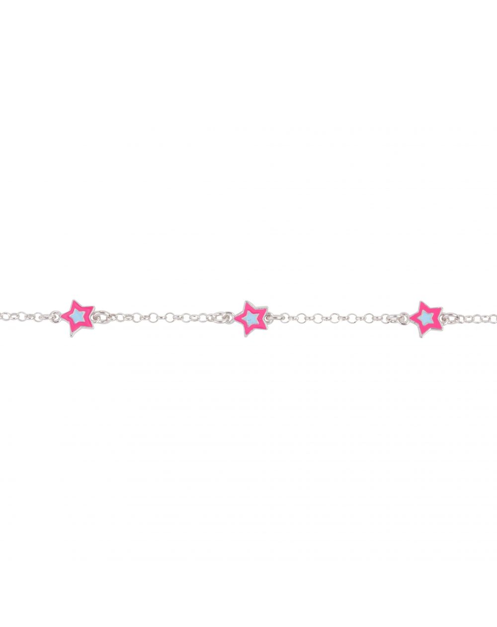 Bracelet enfant 3 étoiles rose/bleu - Bracelet en argent 925