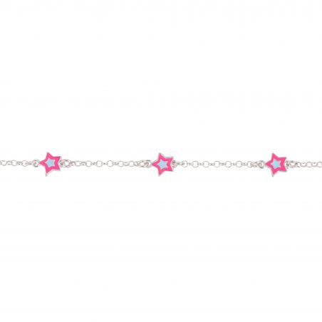 Bracelet enfant 3 étoiles rose/bleu - Bracelet en argent 925