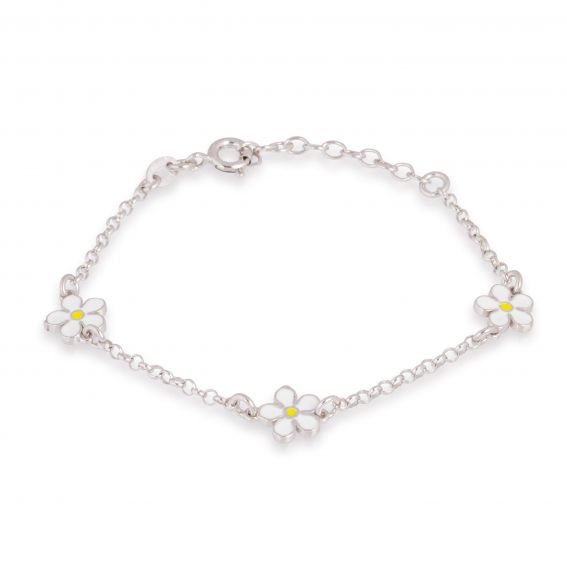 Bracelet enfant 3 fleurs blanches - Bracelet en argent 925