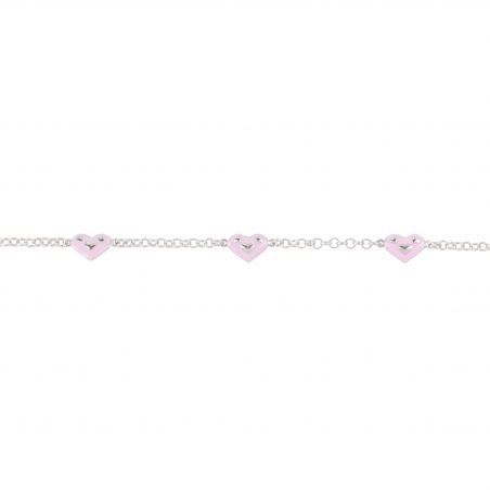 Bracelet enfant 3 coeurs roses - Bracelet en argent 925