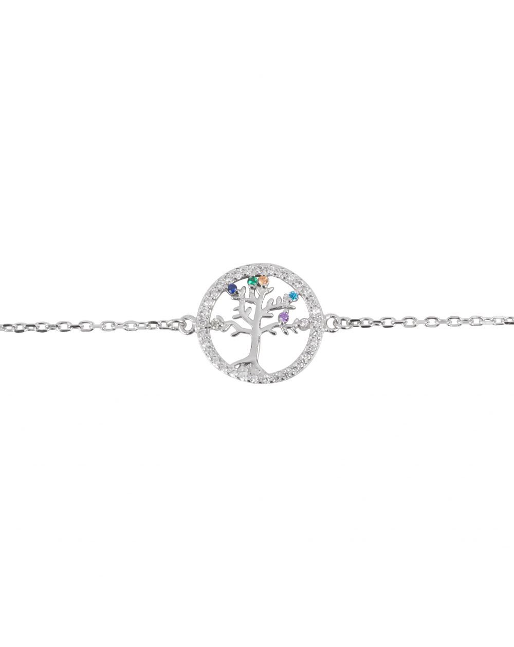 Bracelet arbre de vie avec pierres colorées - Bracelet en argent 925