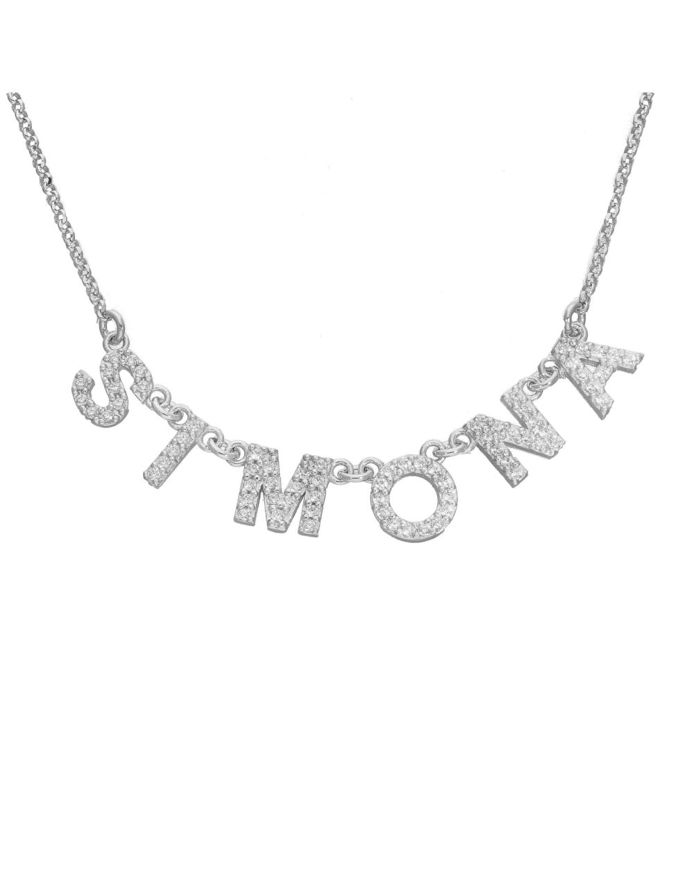 Name necklace with silver stone