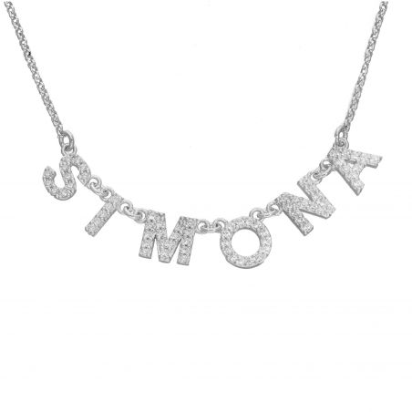 Name necklace with silver stone