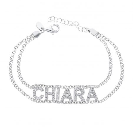 Bracelet prénom avec pierres - Bracelet personnalisable en argent