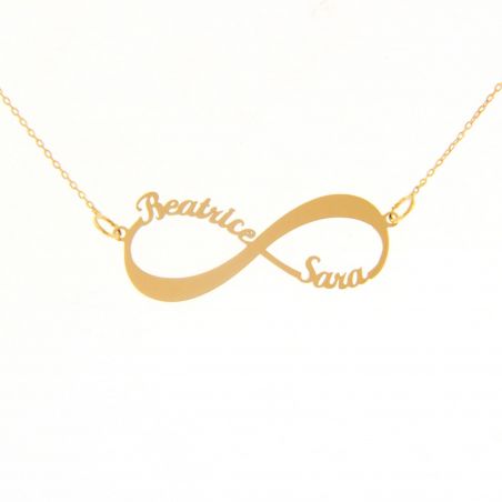 Collier 2 prénoms infini or jaune 18k - Bijou & Collier Personnalisable
