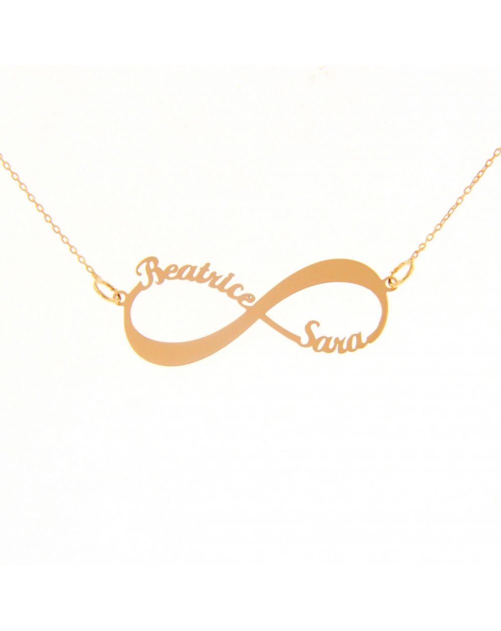 Collier 2 prénoms infini or rose 18k - Bijou & Collier Personnalisable