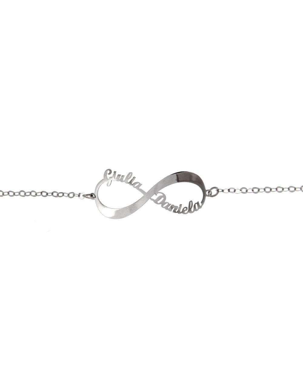 Bracelet 2 prénoms infini or blanc 18k - Bijoux Personnalisables
