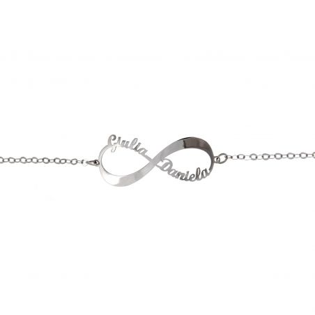 Bracelet 2 prénoms infini or blanc 18k - Bijoux Personnalisables