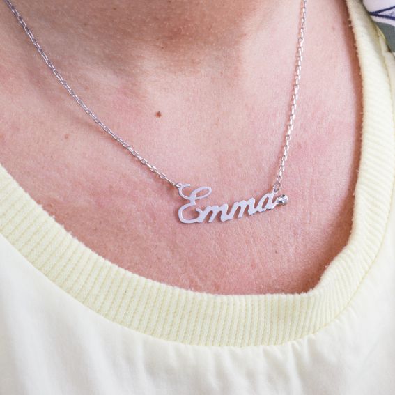 Naam ketting met zilveren steen