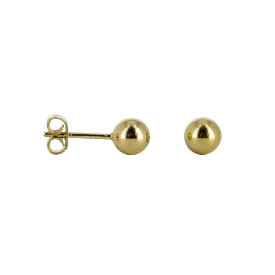 Boucles d'oreilles perceuses boule dorée, bijou en argent massif de 6mm de diamètre