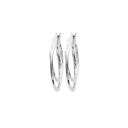 Créoles doubles argent 925 - Boucles d'oreilles en argent