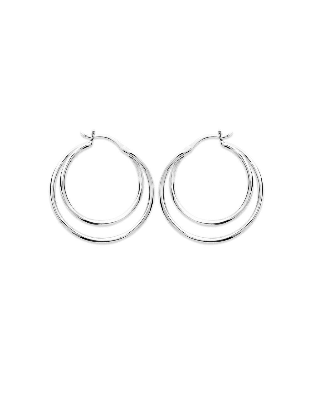 Créoles doubles argent 925 - Boucles d'oreilles en argent