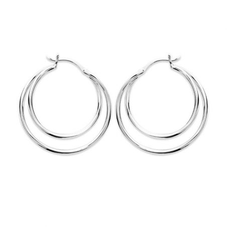 Créoles doubles argent 925 - Boucles d'oreilles en argent