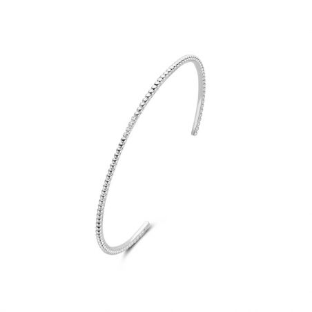 Jonc ouvert destiny - 4 diamants - Bracelet en argent 925