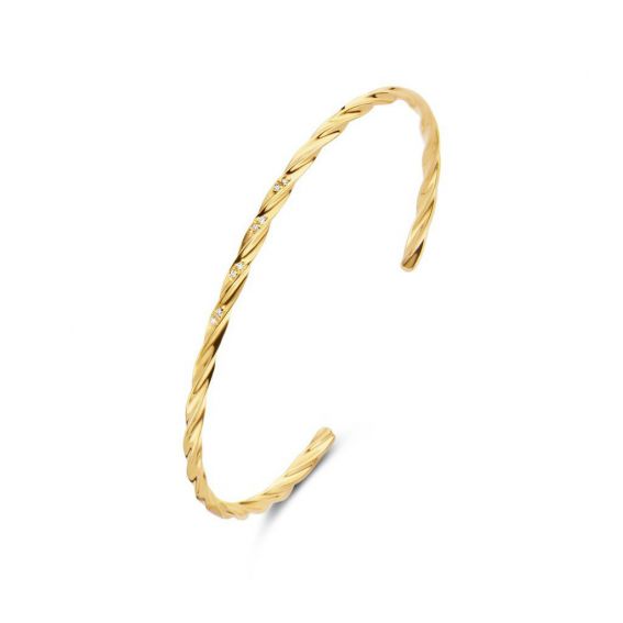 Jonc ouvert fate - 8 diamants - Bracelet en argent 925