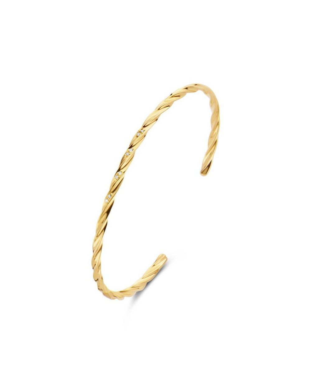 Jonc ouvert fate - 8 diamants - Bracelet en argent 925